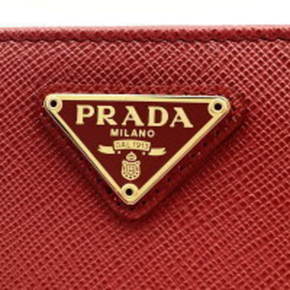 PRADA Saffiano Bifold Wallet Snap Zipper Leather Red - Picture 8 of 16